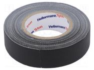 Tape: textile; W: 19mm; L: 10m; Thk: 0.31mm; black; 64N/cm; 10%; cotton HELLERMANNTYTON