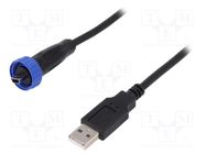 Cable; USB Buccaneer; USB A plug,USB B mini plug; IP68; 3m BULGIN