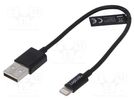 Cable; USB 2.0; Apple Lightning plug,USB A plug; 0.18m; black LOGILINK
