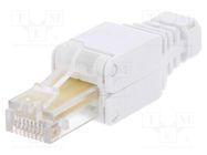 Plug; RJ45; PIN: 8; Cat: 5e; with strain relief; Layout: 8p8c; white LOGILINK