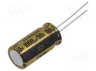 Capacitor: electrolytic; THT; 1000uF; 50VDC; Ø12.5x25mm; Pitch: 5mm NICHICON