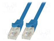 Patch cord; U/UTP; 6; stranded; CCA; PVC; blue; 1.5m; 24AWG LOGILINK