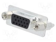 D-Sub HD; PIN: 15; socket; female; on PCBs,PCB snap; straight; THT Amphenol Communications Solutions