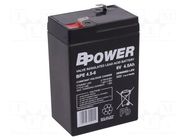 Re-battery: acid-lead; 6V; 4.5Ah; AGM; maintenance-free; 0.8kg; BPE BPOWER