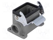 Enclosure: for HDC connectors; size 6B; with latch; angled; metal 