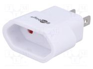 Adapter; Input: JAPAN,USA; Out: EU; Colour: white Goobay