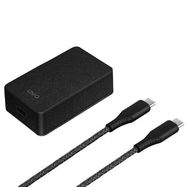 Uniq Versa Slim LITHOS Collective USB-C PD 18W wall charger + USB-C / USB-C cable - black, UNIQ