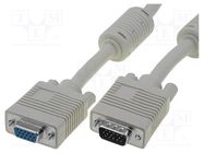 Cable; D-Sub 15pin HD socket,D-Sub 15pin HD plug; grey; 15m DIGITUS