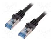 Patch cord; S/FTP; 6a; stranded; Cu; LSZH; black; 1.5m; 27AWG LOGILINK