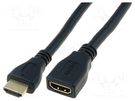 Cable; HDMI 1.4; HDMI socket,HDMI plug; 5m; black DIGITUS