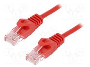 Patch cord; U/UTP; 5e; stranded; CCA; PVC; red; 1.5m; 26AWG 