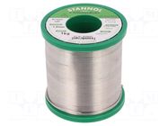 Tin; lead free; Sn95,5Ag3,8Cu0,7; 1mm; 1kg; reel; 217°C; Flux: SW33 STANNOL