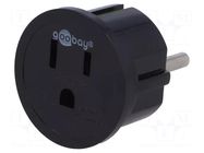 Adapter; Plug: with earthing; Colour: black Goobay
