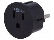 Adapter; Plug: with earthing; Input: EU; Out: JAPAN,USA Goobay