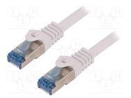 Patch cord; S/FTP; 6a; stranded; Cu; LSZH; white; 500mm; 26AWG LOGILINK