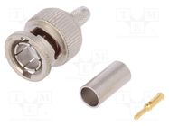 Connector: BNC; plug; male; straight; 75Ω; crimped; for cable; PTFE TELEGÄRTNER