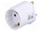Adapter; Plug: with earthing; Input: UK; Out: EU; Colour: white Goobay