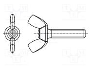 Screw; M3x6; 0.5; Head: wing; steel; zinc; DIN 316; 6mm BOSSARD