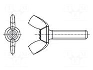 Screw; M4x8; 0.7; Head: wing; steel; zinc; DIN 316; 8mm BOSSARD