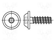 Screw; for plastic; with flange; 3.5x14; Head: button; Torx®; TX10 BOSSARD