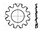 Washer; externally serrated; M4; D=8mm; h=0.5mm; spring steel BOSSARD