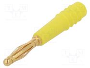 Plug; 2mm banana; 10A; 30VAC; 60VDC; yellow; gold-plated; 0.5mm2 STÄUBLI