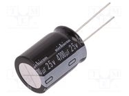 Capacitor: electrolytic; THT; 4700uF; 25VDC; Ø18x25mm; Pitch: 7.5mm NICHICON