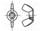 Nut; winged; M4; 0.7; A2 stainless steel; BN 644 BOSSARD