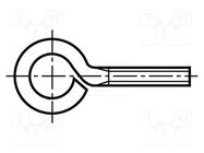 Hook; M6x30; 1; Head: eye; A2 stainless steel; 10mm BOSSARD