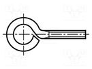 Hook; M4x25; 0.5; Head: eye; A2 stainless steel; 6mm BOSSARD