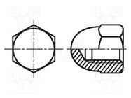 Nut; hexagonal; M10; 1.5; 6 steel; 17mm; BN 150; DIN 1587; dome BOSSARD
