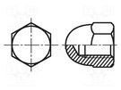 Nut; hexagonal; M3; 0.5; A2 stainless steel; 5.5mm; BN 635; dome BOSSARD