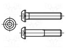 Screw; M2.5x8; 0.45; Head: button; hex key; HEX 1,5mm; steel BOSSARD