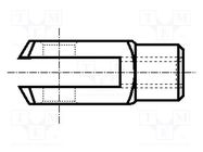 Fork joint; Øhole: 4mm; M4; right hand thread,inside; steel; G: 8mm BOSSARD