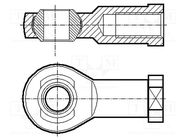 Ball joint; 16mm; M16; 2; right hand thread,inside; steel; DURBAL BOSSARD