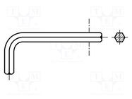 Wrench; hex key; HEX 2mm; Overall len: 50mm; DIN 911; steel BOSSARD