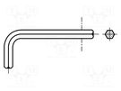 Wrench; inch,hex key; HEX 3/32"; Overall len: 51mm; DIN 911; steel BOSSARD