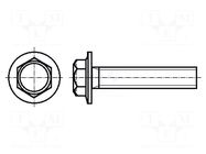 Screw; with flange; M4x10; 0.7; Head: hexagonal BOSSARD