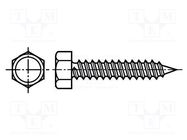 Screw; 3.5x19; Head: hexagonal; none; 5.5mm; hardened steel; zinc BOSSARD