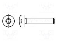 Screw; M2.5x5; 0.45; Head: button; Torx®; TX08; A2 stainless steel BOSSARD