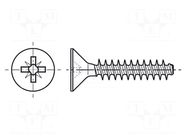 Screw; for plastic; 3.5x12; Head: countersunk; Pozidriv; PZ2; steel BOSSARD