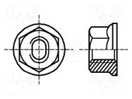 Nut; with flange; hexagonal; M6; 1; steel; Plating: zinc; 10mm BOSSARD