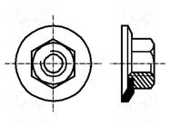 Nut; with flange; hexagonal; M10; steel; Plating: zinc; 17mm; BN 712 BOSSARD