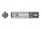 Screwed spacer sleeve; 70mm; Int.thread: M5; hexagonal; brass DREMEC
