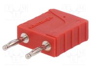 Stackable safety shunt; 4mm banana; 12A; 33VAC; 70VDC; red SCHÜTZINGER