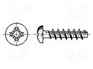 Screw; for plastic; 3.5x16; Head: button; Phillips; PH2; steel; zinc BOSSARD