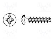 Screw; for plastic; 5x20; Head: button; Phillips; PH2; steel; zinc BOSSARD