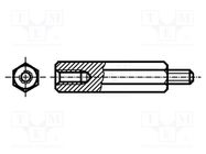 Screwed spacer sleeve; 12mm; Int.thread: M4; Ext.thread: M4; steel BOSSARD