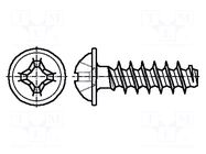 Screw; for plastic; 3x18; Head: button; Phillips; PH2; steel; zinc BOSSARD