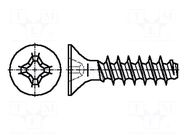 Screw; for plastic; 3x12; Head: countersunk; Phillips; PH1; steel BOSSARD